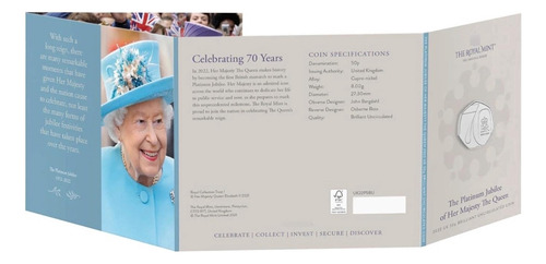 Moeda Inglaterra 70 Anos De Reinado Rainha Elizabeth Ii 2022