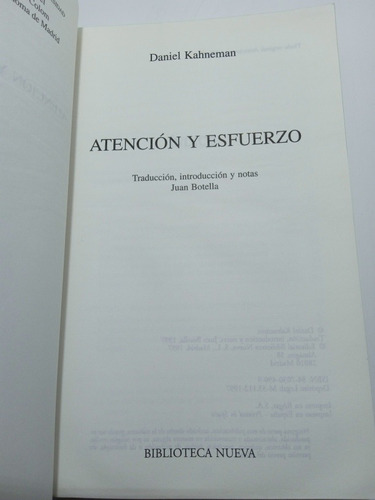 Imagen 4 de 7 de Atención Y Esfuerzo - Daniel Kahneman - Psicología