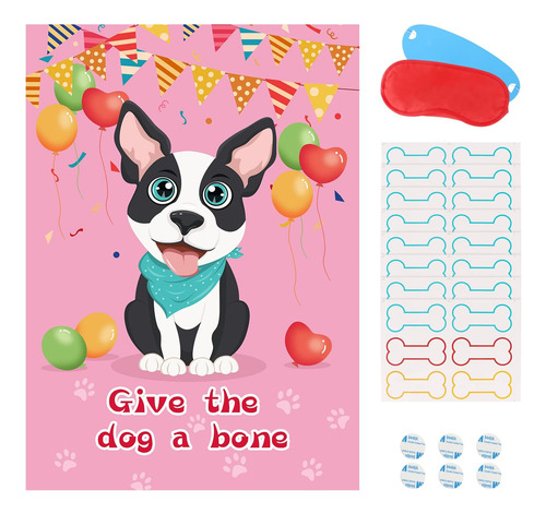 Pin The Bone On The Dog Party Games With 48 Piezas De Hueso,