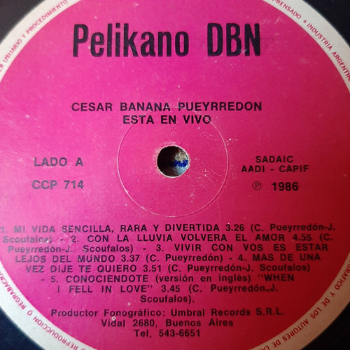 Sin Tapa Disco Cesar Banana Pueyrredon Esta En Vivo Rn0