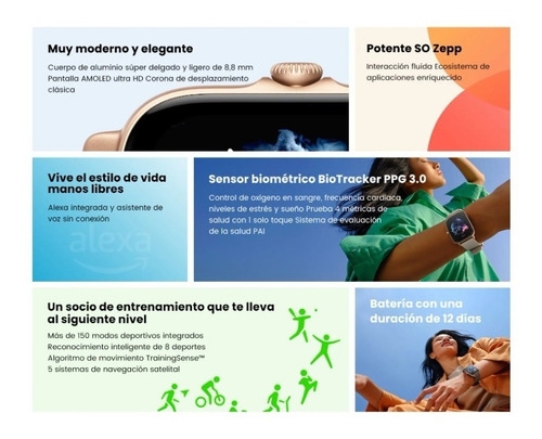 Imagen 5 de 9 de Smartwatch Amazfit Gts 3 Gps Natacion Oximetro Alexa