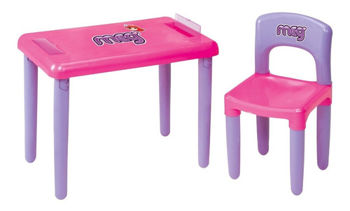 Mesinha Didática Infantil Com Cadeira Meg Rosa - Magic Toys