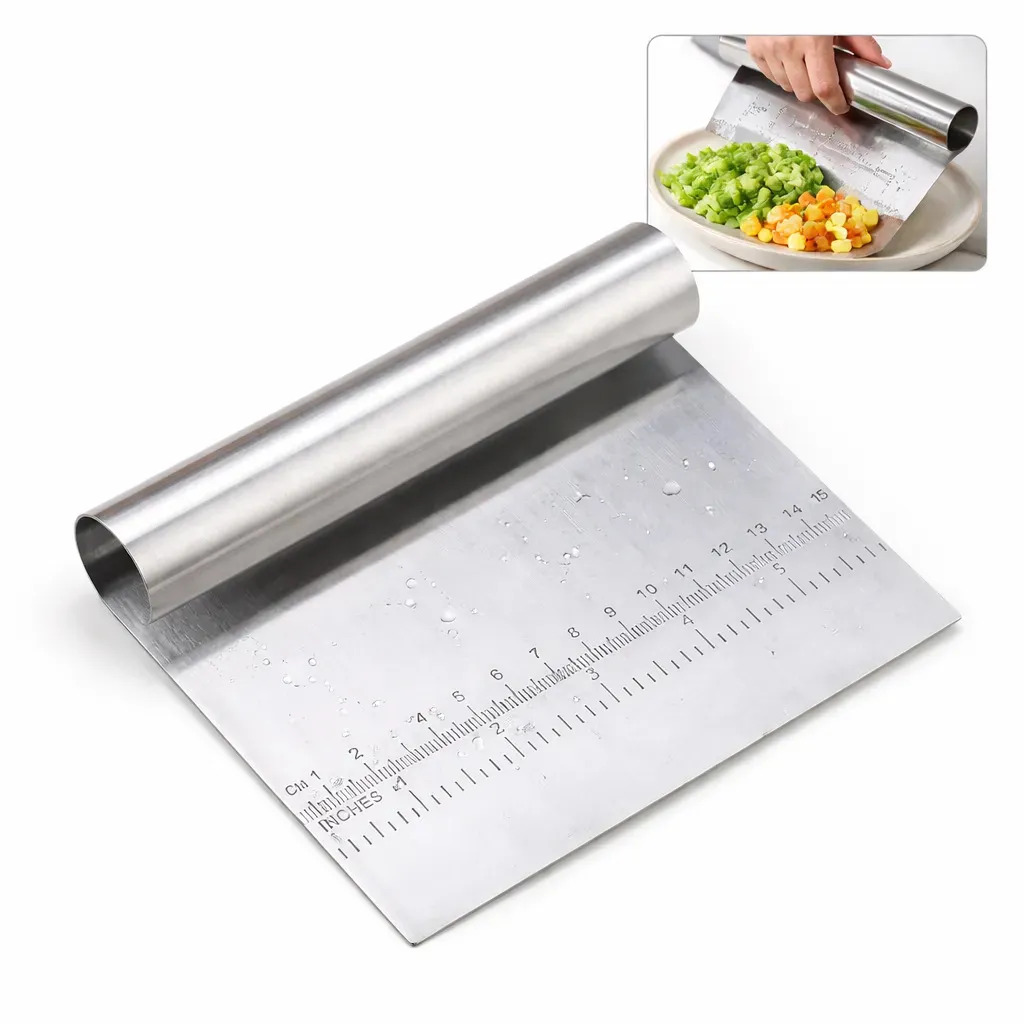 Espátula Cortador Raspador Inox Cabo Tubular P/ Massas Bolos Confeitaria Com Medida