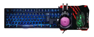 Combo Gaming Xblade 4 En 1 Reaper V2 Gxb-kmhp509 Color Del Teclado Negro