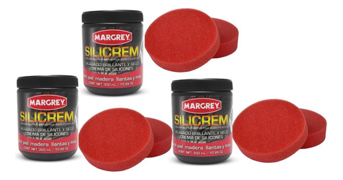 3 Tarros Silicrem Crema Silicones Margrey 300g Con Esponjas