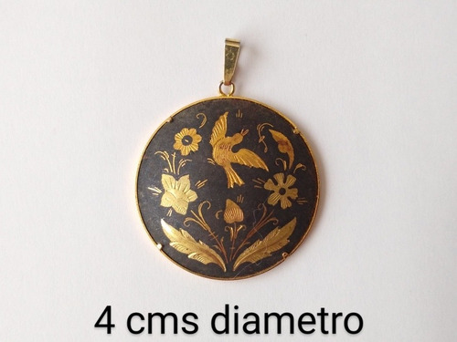 Colgante Damasquinado De Toledo - Oro 24 K - Con Grabado
