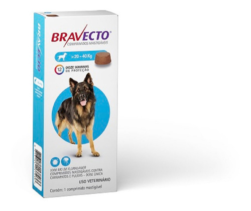 Bravecto Antipulgas E Carrapatos Cães De 20 A 40kg 