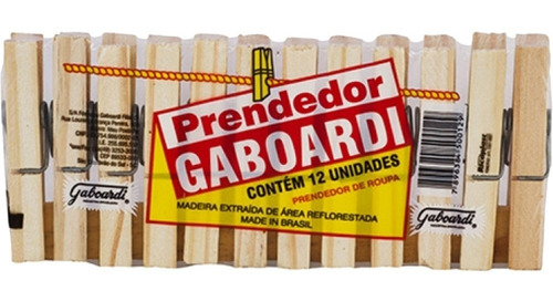 Prendedor De Roupa Gaboardi Madeira C/12 Unidades