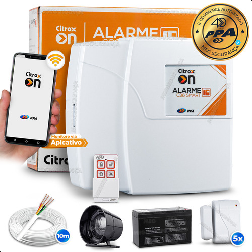 Kit Alarme S/ Fio App Wifi Residencial C/ 5 Sensores Bateria