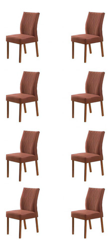 Kit 8 Cadeiras Pietra - Madeira, Sala De Jantar Cor Da Estrutura Da Cadeira Castanho Cor Do Assento Bege Desenho Do Tecido Veludo
