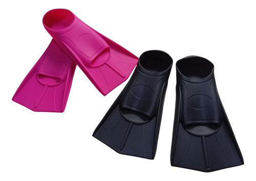 Aletas Natación Silicona 2 Pares 4-5mx Entrenamiento Semi N Rosa Chicle Y Negro Intenso (Usado)