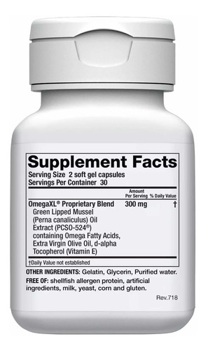 Omega Xl (60 Cápsulas) Alivio Del Dolor Articular, Omega 3 Sabor Sin Sabor