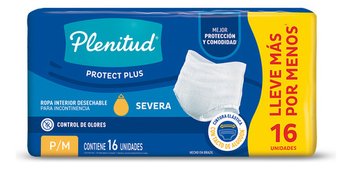 Pañales para adultos descartables Plenitud Protect Plus P/M x 16 u