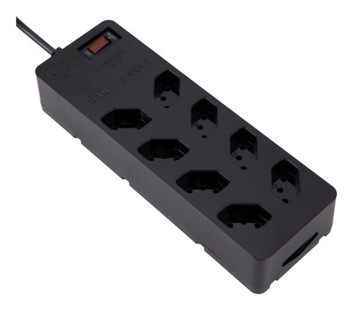 Filtro De Linha Com Dps Iclamper Energia 8 Tomadas Régua Com Preto
