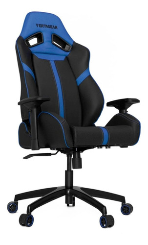 Silla de escritorio Vertagear SL5000 VG-SL5000 gamer ergonómica  negra y azul con tapizado de cuero sintético