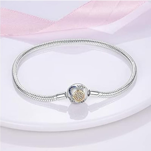 Pulsera Brazalete Sol,luna,estrella Para Charm Plata 925 Plateado 20 Cm