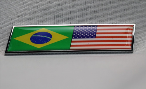 Emblema Adesivo  Brasil C/ Eua Borda Cromada