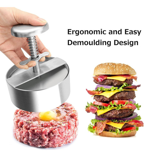 Prensa Para Hamburguesas De Acero Inoxidable Con Botón De Re