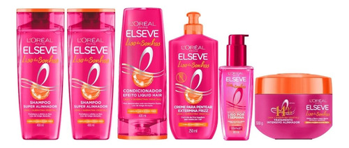 Kit Elseve Liso Dos Sonhos 2 Sh 400+cond+cr Trat+cr Pent+ser