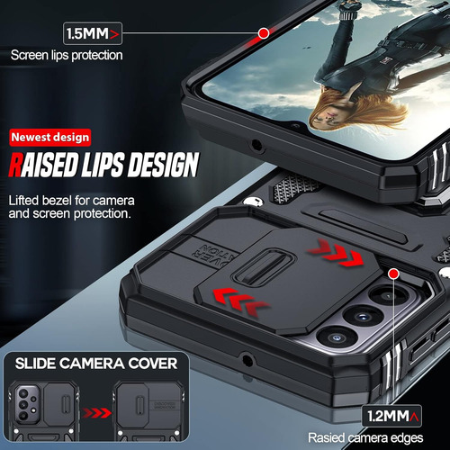 Funda Uso Rudo Cámara Para Galaxy A23 /m23 5g Carcasa+mica Negro Samsung Galaxy A23 5g/4g/m13 4g/m23 5g/f23 5g