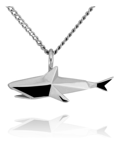 Dije Origami Tiburon De Plata Color Plateado
