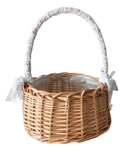 Djjshaoke 3- Cesta De Ratán For Pascua Con Flores De Mimbre
