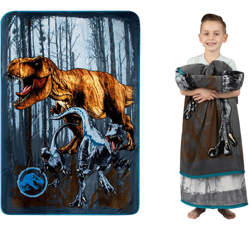 Franco Kids Jurassic World Dominion Blue Velociraptor Y Rexy