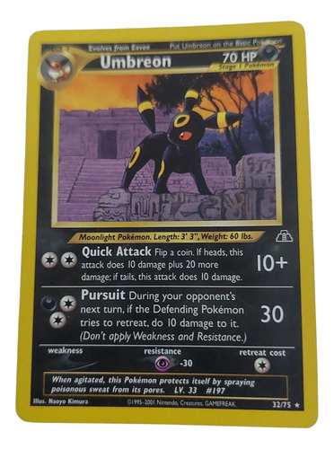 Cartas Pokemon Umbreon 32/75 Neo Discovery En Inglés Umbreon Inglés (Usado)