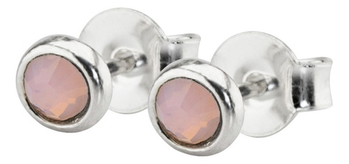 Aros Chispa Chico Plata 925 Con Piedra Cristal Mujer