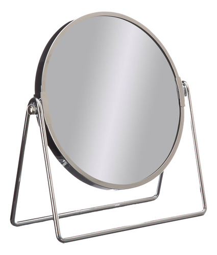 Espejo De Maquillaje De Mesa 17 Cm Plata Marco Plateado