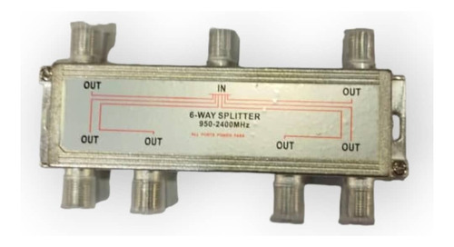 Splitter 6 Vias 950-2400 Mhz. Zinc, Nickel