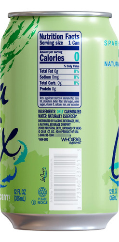 Agua Carbonatada Con Sabor Lima 355 Ml Paquete De 12