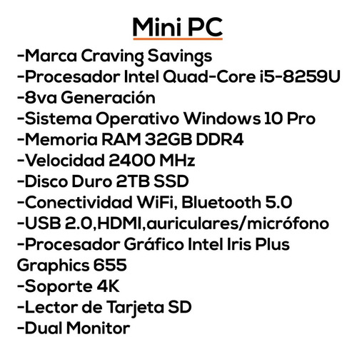 Imagen 4 de 9 de Mini Pc Htpc Intel 5 32gb 2tb Ssd Usb Hdmi Lan Wifi Bagc