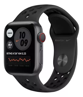 Apple Watch Nike (GPS+Cellular) Series 6 40mm con red móvil caja 40mm de aluminio gris espacial correa carbono y negra A2293