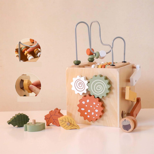 Cubo De Actividad De Madera Juguetes Cuentas Juguetes Para