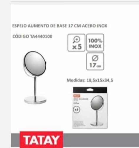 Espejo De Aumento Tatay Con Pie 17cm