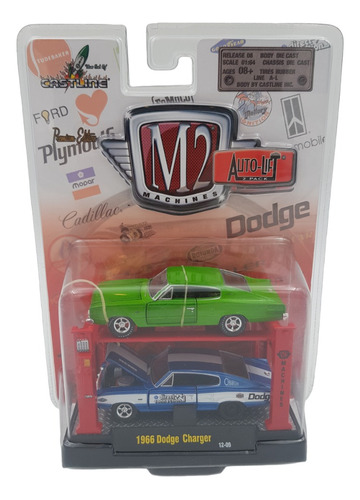 M2 Machines Auto Lift 2012 Dodge Charger 1966 Verde Y Azul