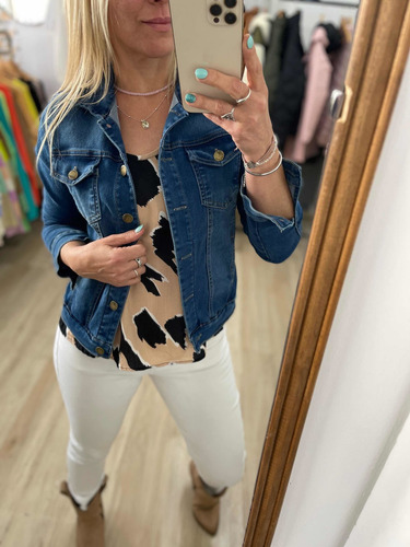 Imagen 2 de 5 de Campera De Jean Elastizada Mujer The Big Shop