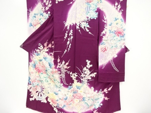 Tela De Seda Para Kimono Karieba Uva Importado De Japón