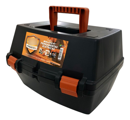 Maleta Plástica Box Para Serra Mármore - Presto - 96008 Cor preta e laranja