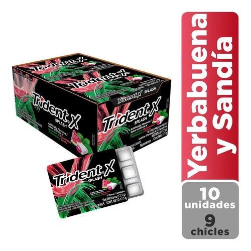 Chicles Trident X Splash Yerbabuena Y Sandia Display X10 Uds