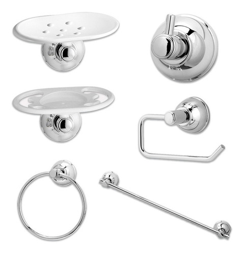 Imagen 1 de 7 de Set Accesorios Baño Peirano Linea 2000 6 Piezas Metal
