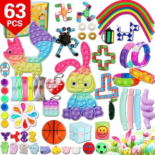 63 Pcs Fidget Toy Packs, Sensory Fidget Toys Set Para Niños 