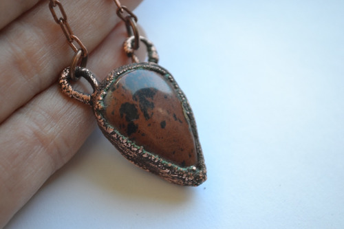 Collar De Obsidiana Caoba, Joya De Piedra Preciosa, Cod1