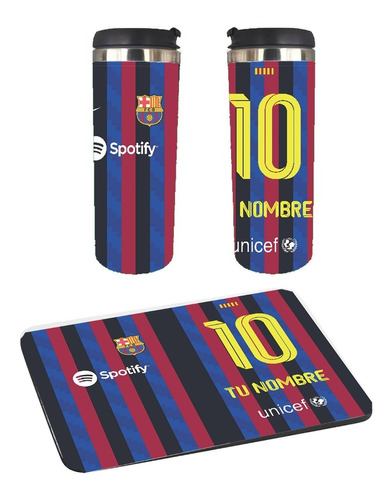 Termo, Y  Mouse Pad Del Barcelona Personalizado