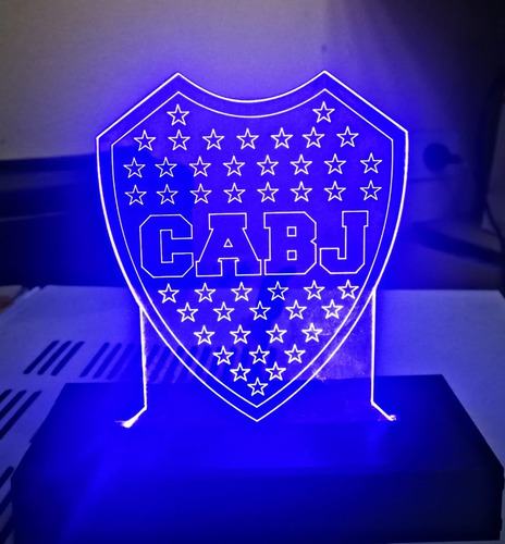 Lámpara Acrilico Decoración Boca River Led Estructura Negro Pantalla Eleccion