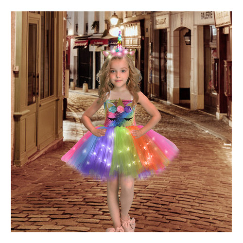 A Disfraz De Unicornio Iluminado Para Niñas