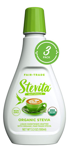 Stevita Stevia Liquida Organica  3.3 Onzas, Paquete De 3 
