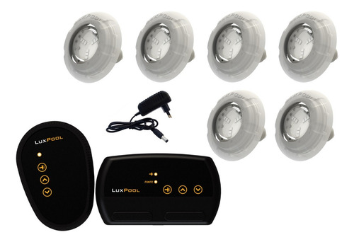 Kit Led Piscina Com Módulo Rgb Luxpool + 6 Leds Rgb + Fonte