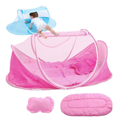 Cuna Mosquitero Para Bebe Toldillo Portatil Rosado